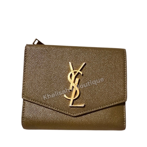 Rare Saint Laurent YSL Uptown Compact Wallet in Grain De Poudre Embossed Leather - Picture 9 of 12